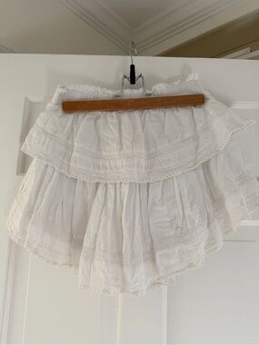 LoveShackFancy Tiered Lace Mini Skirt